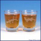 Chasing Geckos Etched Shot Glass