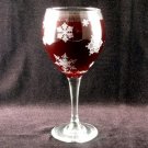 Snowflakes Etched Wine Glass