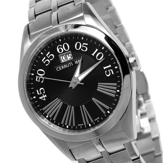 CERRUTI 1881 TRADIZIONE MENS SWISS STAINLESS STEEL WATCH NEW BLACK FREE USA S H