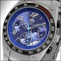SUG VELOCITY MENS SEIKO VD53B CHRONOGRAPH MOVEMENT STAINLESS STEEL WATCH NEW BLUE S.U.G.