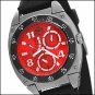 SUG ROYALE MENS SEIKO VD86 RETROGRADE QUARTZ MOVEMENT STAINLESS STEEL WATCH NEW RED S.U.G.