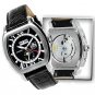 S.U.G. GRAND PRIX MEN'S 26J AUTOMATIC WATCH NEW BLACK DIAL SUG LEATHER STRAP