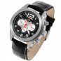 S.U.G. ILLUSIONS MEN'S 21J AUTOMATIC WATCH NEW BLACK-SILVER DIAL SUG LEATHER STRAP