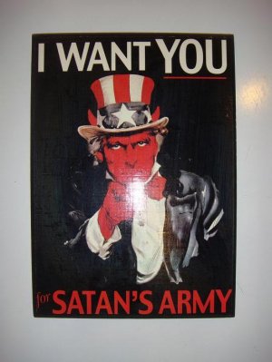 Satan's army wooden image