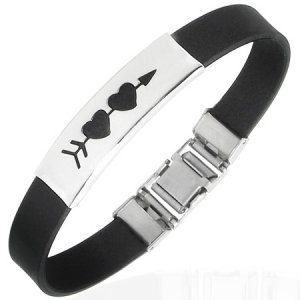 Arrow Through Two Hearts Stainless Bracelet