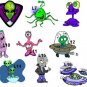 150 Birthday SPACE ALIEN THEMED Candy Labels Wrappers Favors