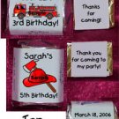 150 Birthday FIRETRUCK THEMED Candy Labels Wrappers Favors