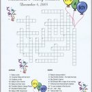 Personalized Custom Baby Shower Announcement Party Crossword Puzzles