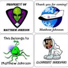 Space Alien (self-stick) Gift Favor Tags
