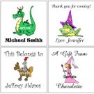 KNIGHTS PRINCESS DRAGONS  (self-stick) Gift Favor Tags