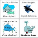 WHALES SHARKS DOLPHINS (self-stick) Gift Favor Tags