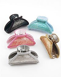 Black, Gold, Silver, Blue, Pink Textured Hair Clip / Dozen Pack