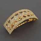 Clear Rhinestone Diamond Shape Barrette In Goldtone