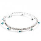 Silver (rhodium) Lead&nickel Free / Blue Rhinestones / Stretch / Anklet