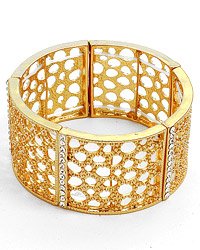 Gold Tone / Clear Crystal / Lead & Nickel Free / Stretch Bracelet