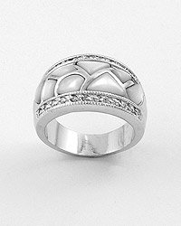 Silvertone / Clear Cubic Zirconia / Opal Semi Precious Gemstone