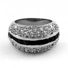 Silver Tone / Clear & Black Cz Band