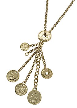 Six gold plated coins on a Chain