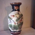 ORIENTAL VASE - PORCELAIN - BLACK & WHITE W FLOWERS & LEAVES - 12" TALL