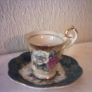HANDPAINTED MINIATURE CUP & SAUCER - FERN - DECORATIVE PORCELAIN BEAUTIFUL