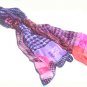 RED BLUE PURPLE ORANGE PINK HOUND'S TOOTH PRINT 100% SILK SCARF