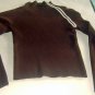 Brown SILK Blend Sweater White Shoulder Zipper Sm ++++