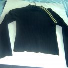 Black SILK Blend Sweater Green Shoulder Zipper Sm ++++