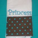Princess w/ Turquoise Polka Dots Burp Cloth
