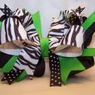 Boutique Lime Green and Black Zebra Hair Bow