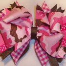 Boutique Hot Pink Camouflage Hair Bow