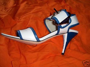 NEW Versus Buffalo Leather Shoes, size 38, blue & white