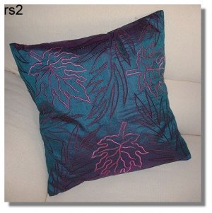 Blue Embroidered Raw Silk Cushion Cover ( rs 2) Set of two