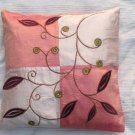 Pink and Salmon Pink Embroidered Raw Silk Cushion Cover ( rs 6) Set of two