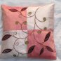 Pink and Salmon Pink Embroidered Raw Silk Cushion Cover ( rs 6) Set of two