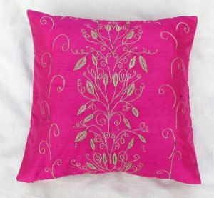 Simply  luxury pink raw silk cushion cover
