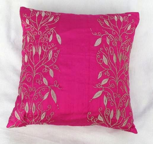 Simply luxury pink raw silk cushion cover