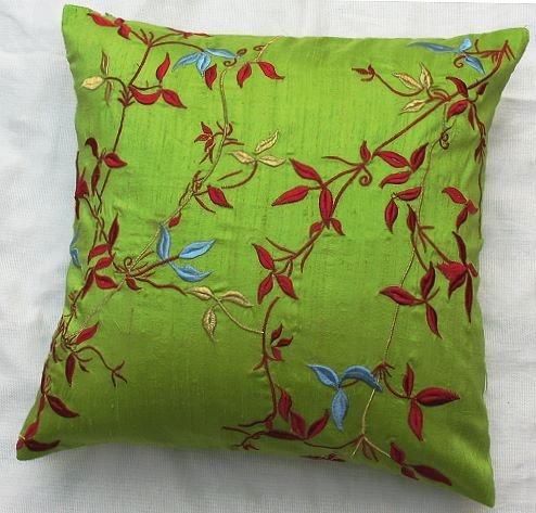 Simply luxury lime green raw silk cushion cover rs 071