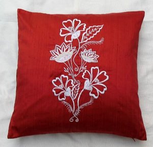 Simply  luxury  rust red raw silk cushion cover rs 067