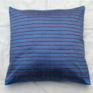 Simply  luxury blue raw silk cushion cover with stripes rs 083
