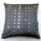 Sequin Sensation gray rawsilk cushion cover