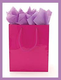 Solid color Hot Pink gift bag wrap supplies with tag