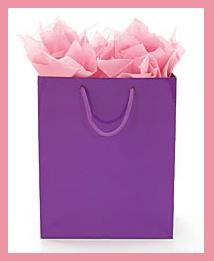 Solid Purple gift tote bag wrap supplies with tag