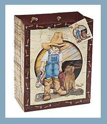 Daddy's Boots gift bag w/tag wrap supplies boy & dog
