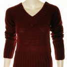 Red/Burgundy Ribbed V-Neck Sweater S M Medium L Large