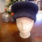 Ladies warm winter wool felted navy blue hat