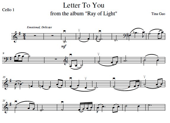 'Letter To You' Cello Duet - Composed by Tina Guo