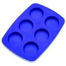 KitchenAid Silicone 6 Cup Fluted Tart Pan Blue