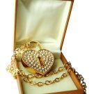 Gold Heart Diamond Pad Lock Thumb