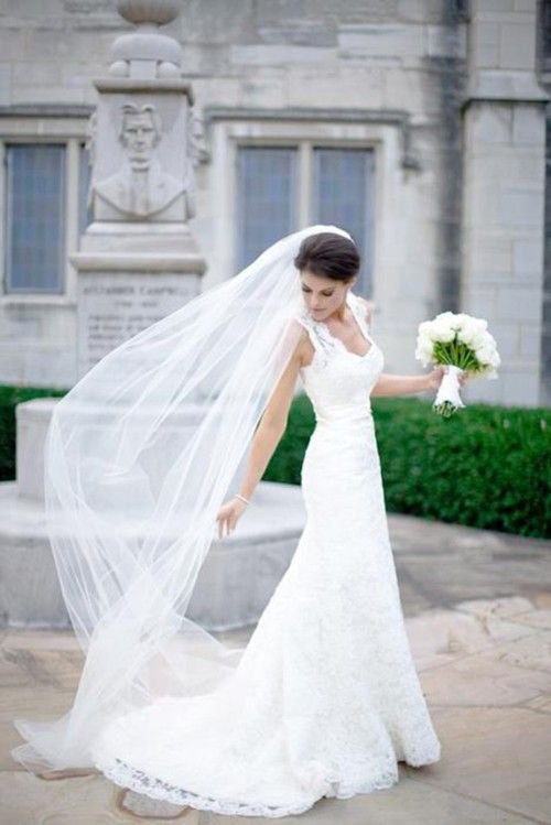 White Single Tier Plain Soft Tulle Wedding Veil Bridal Veil VG1030
