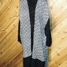 Lotus Trader Flowing Bohemian B/W Open Jacket Duster XL